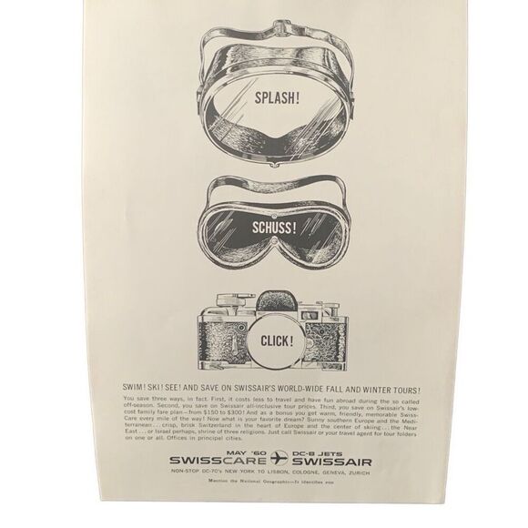 Vintage 1959 Swissair World Wide Tours Ad Advertisement - Picture 3 of 4